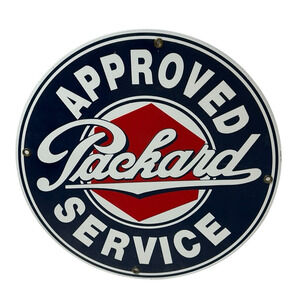 VINTAGE PACKARD PORCELAIN DEALERSHIP SIGN SERVICE STATION GAS OIL METAL GASOLINE